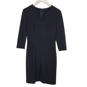 THE ROW Dress Womens 6 Black Luxury Midi Dress Wool Silk Blend Shift Dress